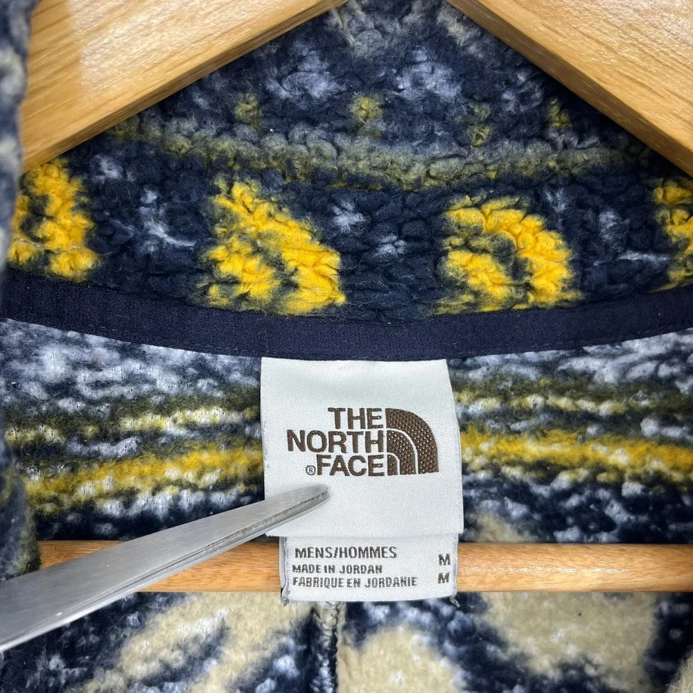 The North Face Mens Aztec Print Sherpa Fleece Full Zip Jacket Yellow M